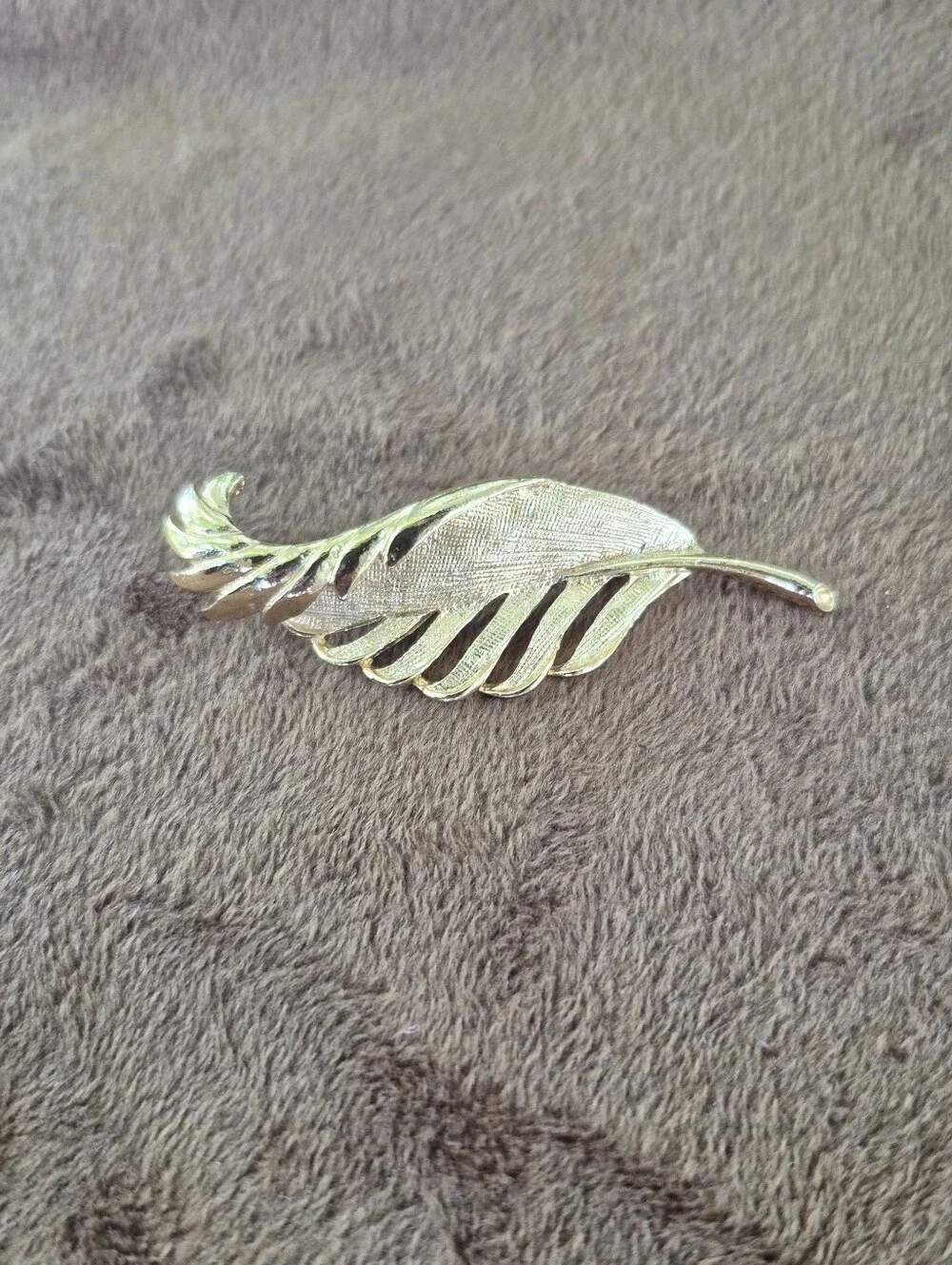 Gold Feather Brooch Pin for Women